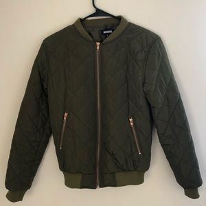 MISSGUIDED Olive Green Bomber